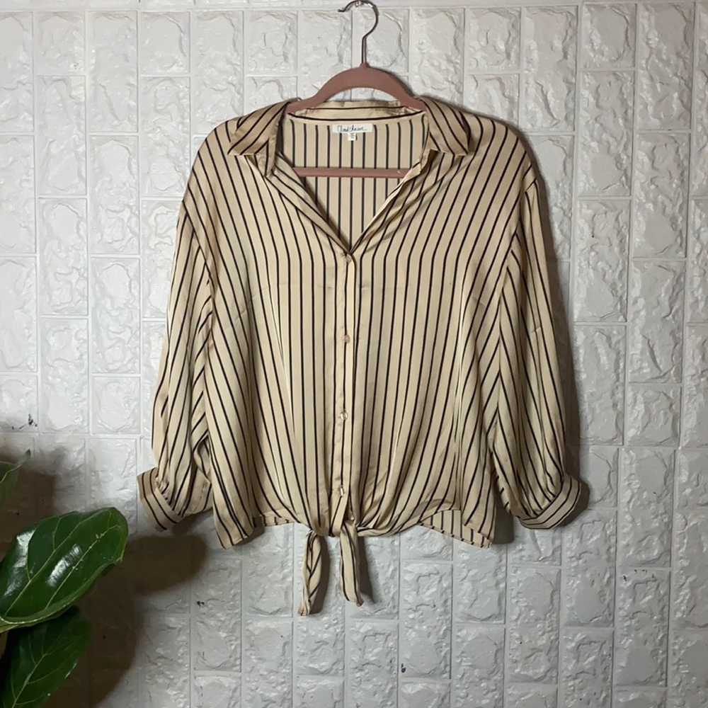 Champagne | Striped | Casual Button Down |